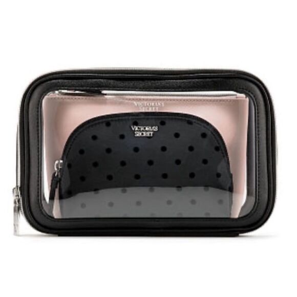 Victoria’s Secret Velvet Dot Nested Trio Cosmetic Bags - Picture 1 of 2